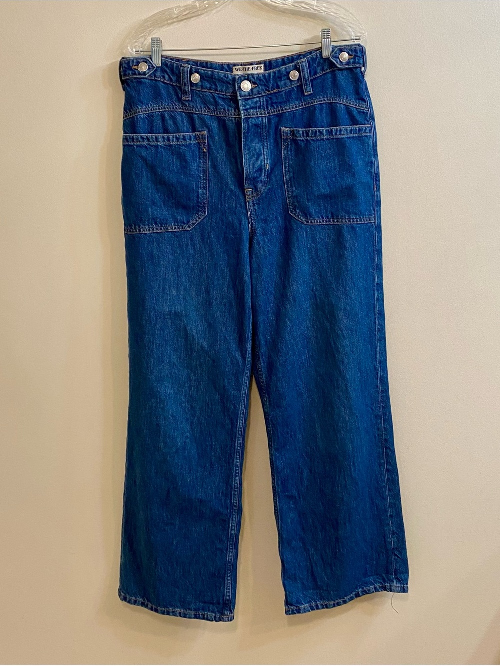 We The Free Free People Palmer Cuffed Jeans Tunnel Vision Blue Baggy Barrel Sz30